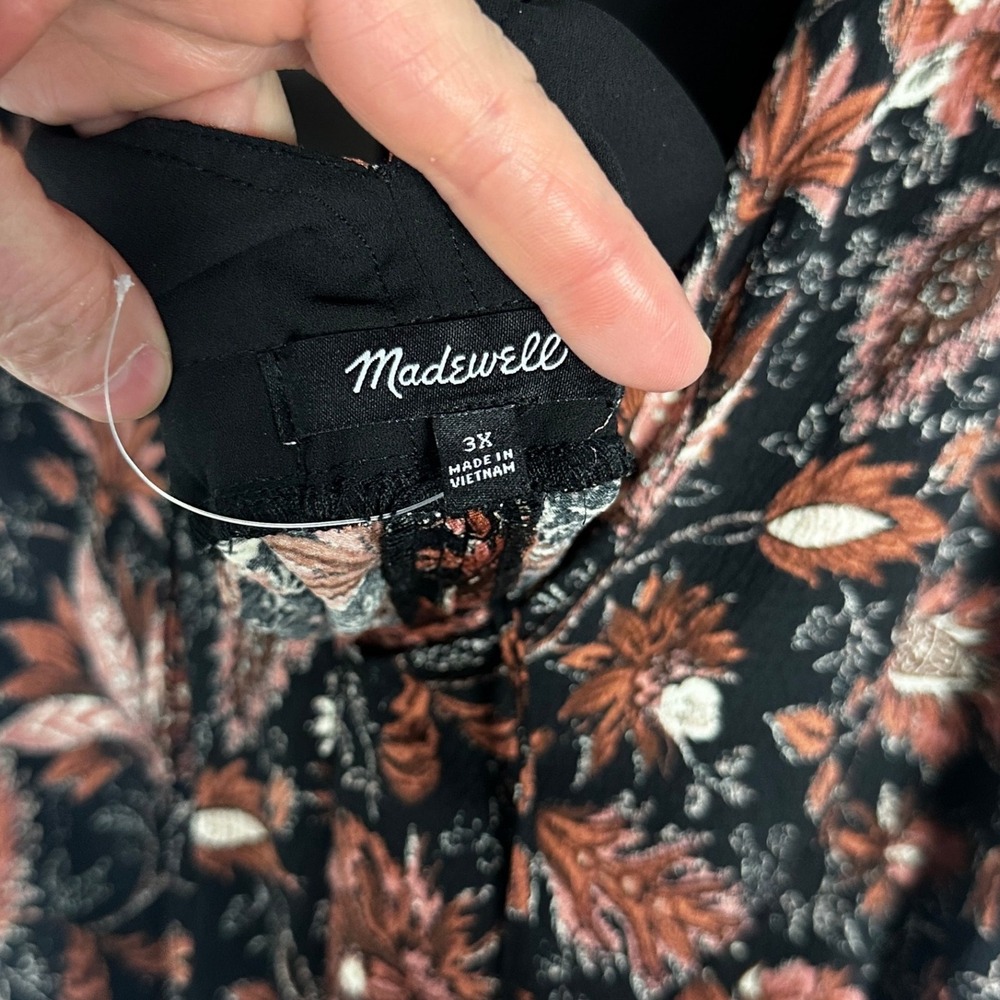 Madewell Dark Floral Wide Leg Jumpsuit Ruffle Womens Size 3X NEW Pampas Blooms - Picture 4 of 16